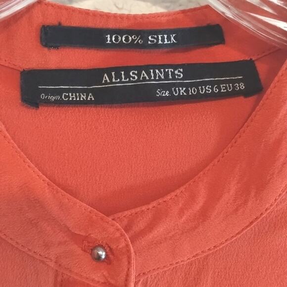 All Saints Luna Silk Crepe de Chine Midi Sleeveless Dress Red/Burnt Orange 6 - Picture 5 of 9